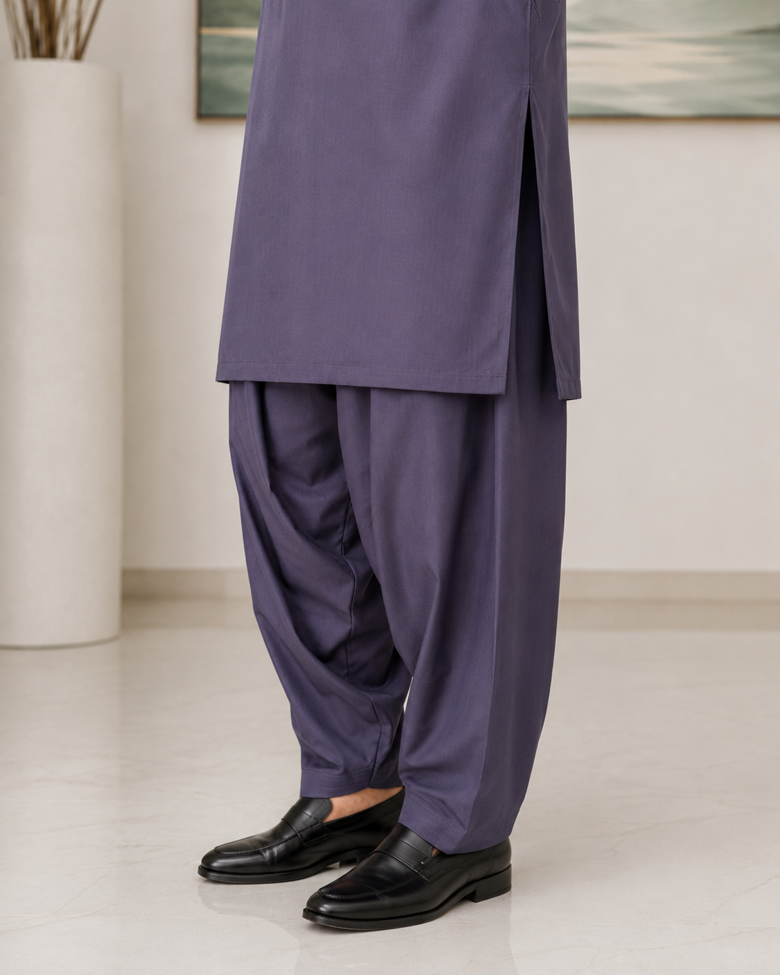 Mauve Wash and Wear Kameez Shalwar