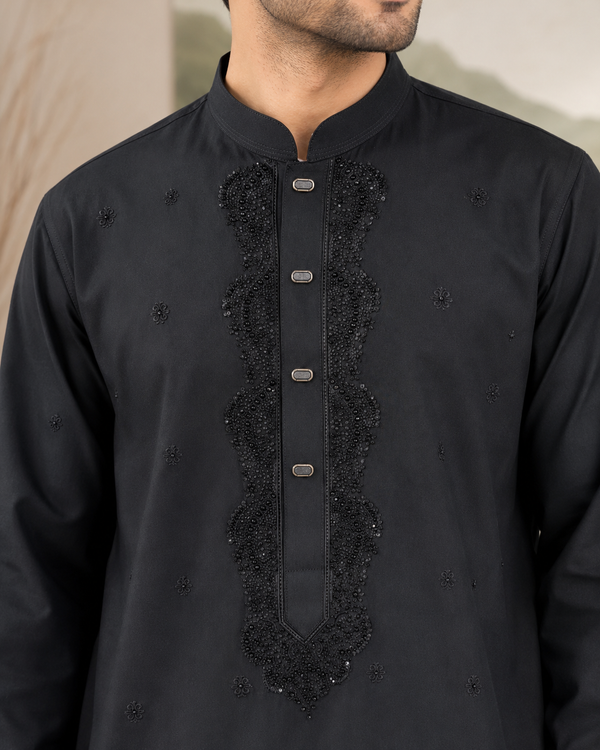 Black Embroidered Kurta Pajama