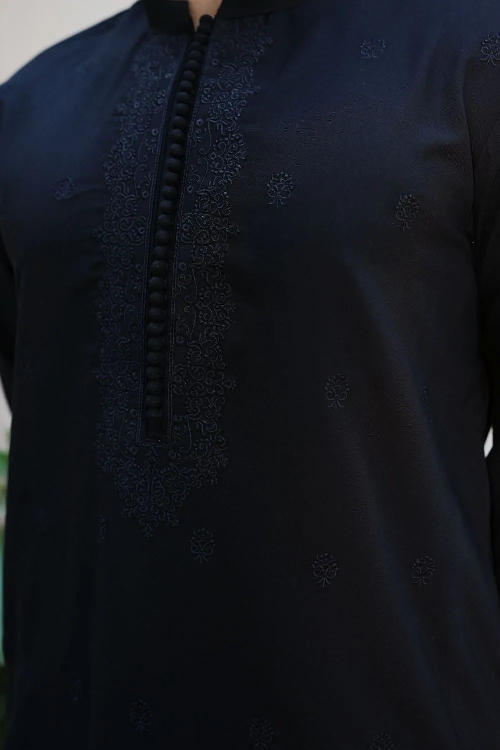 Black Premium Wash and Wear Kameez Shalwar