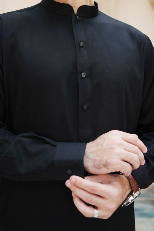 Black Wash and Wear Kurta Pajama