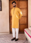 Yellow Blended Wash and Wear Kurta Pajama
