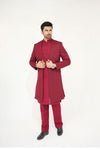 Maroon Sherwani Gown with Kurta Pajama