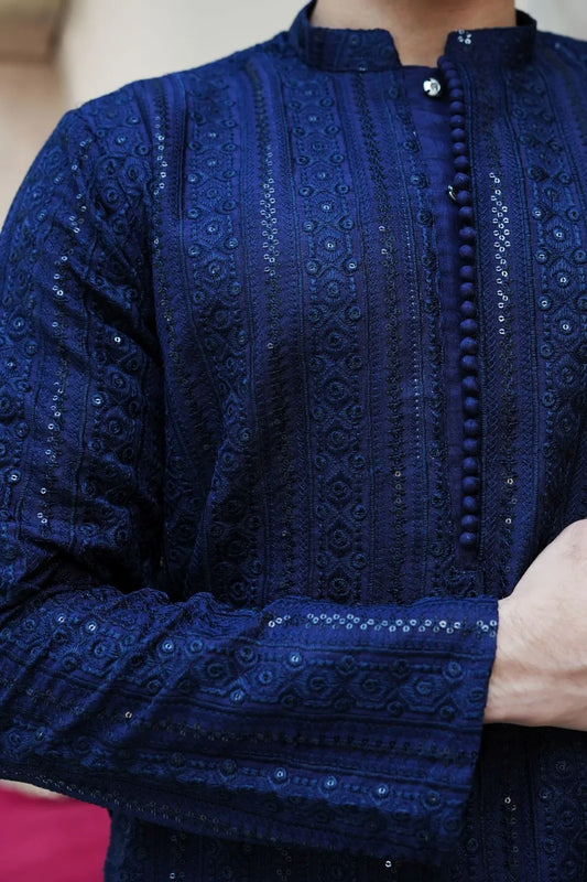 Blue Raw Silk Kurta Pajama