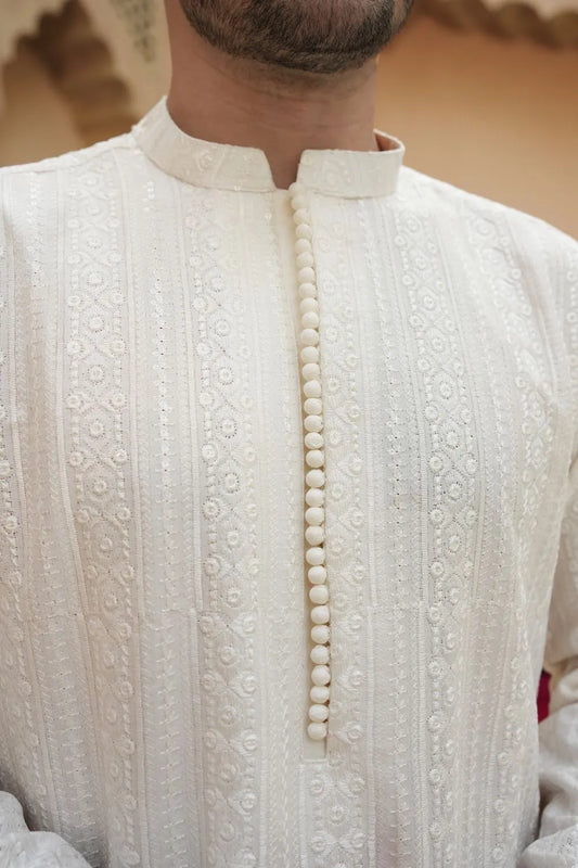 Off-White Raw Silk Kurta Pajama