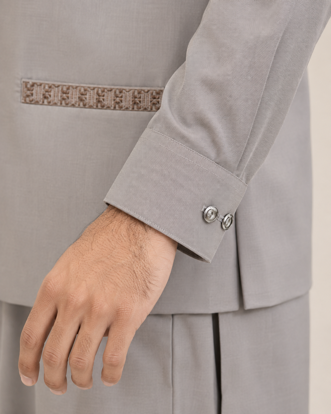 Sandstone Grey Kameez Shalwar with Waist Coat