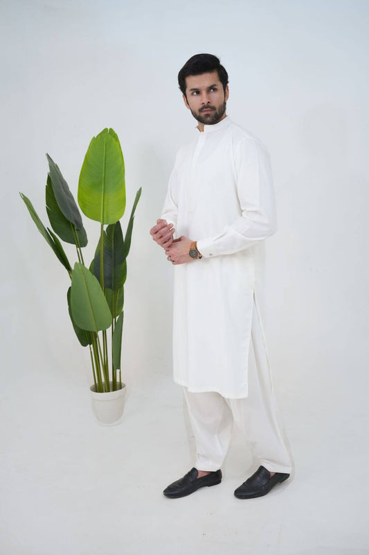 Off-White Boski Wash and Wear Kameez Shalwar