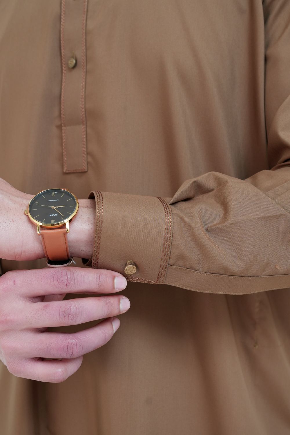 Camel Brown Boski Wash and Wear Kameez Shalwar