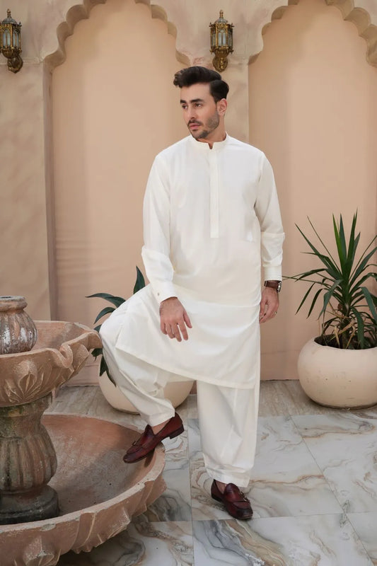 Arshad Premium Collection Off White blended Washing N Wear