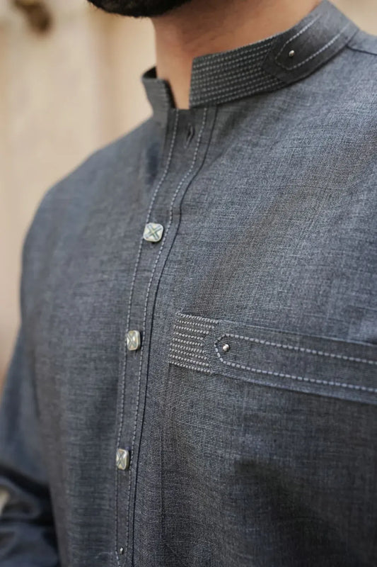 Arshad Grey Festive Shalwar Kameez Extra Fine Blended Wool