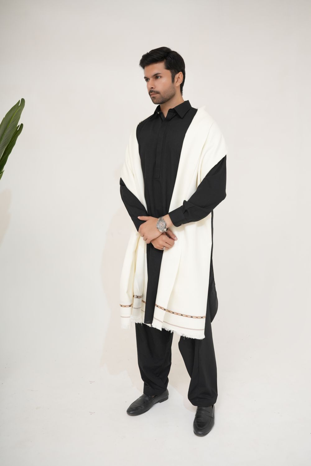 Off-White Woolen Shawl