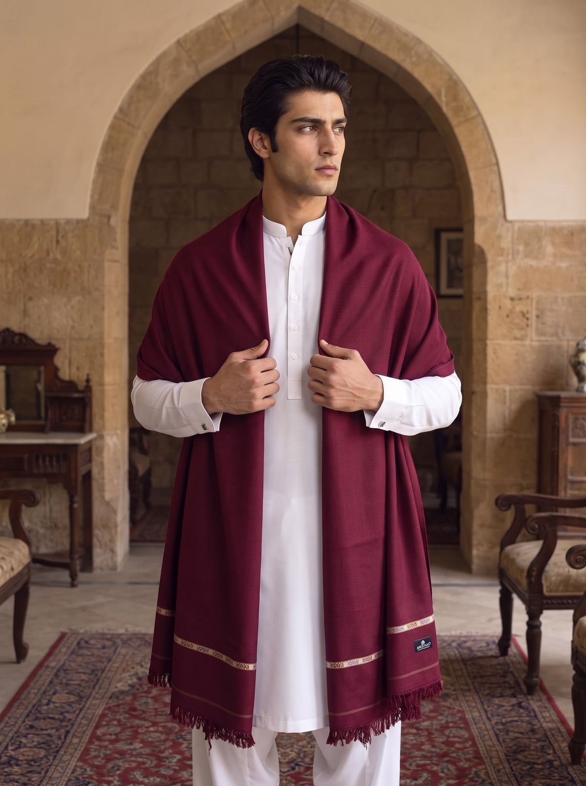 Maroon Woolen Shawl