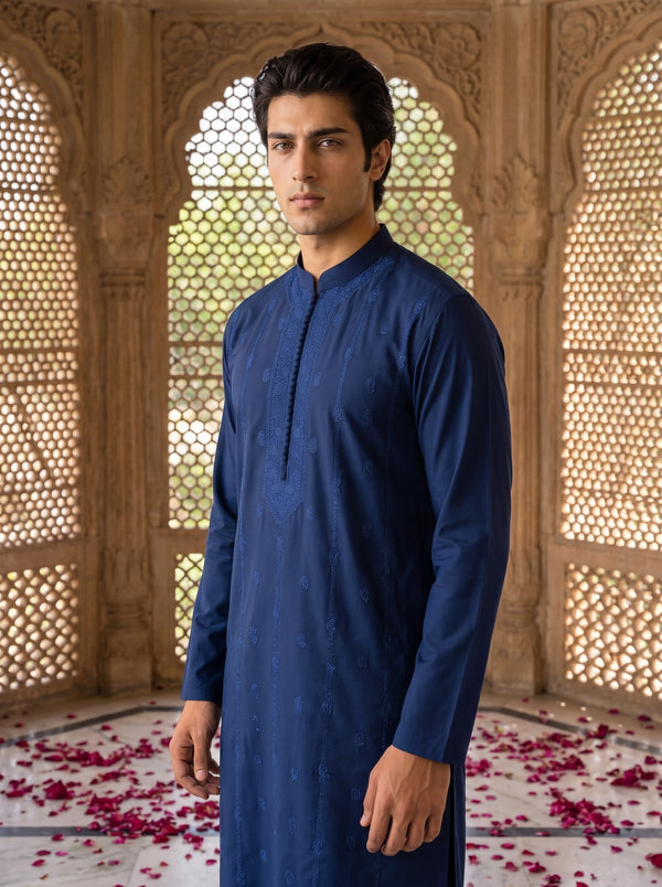 Royal Blue Embroidered Kurta Pajama