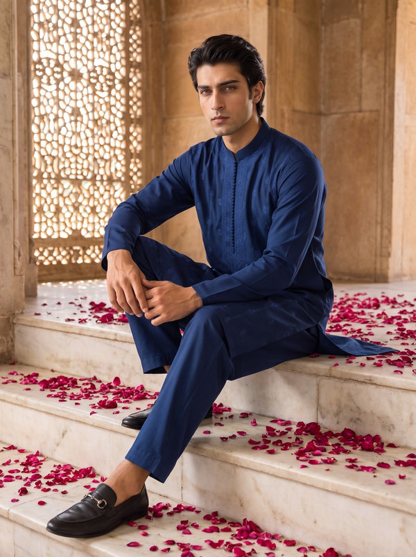 Royal Blue Embroidered Kurta Pajama