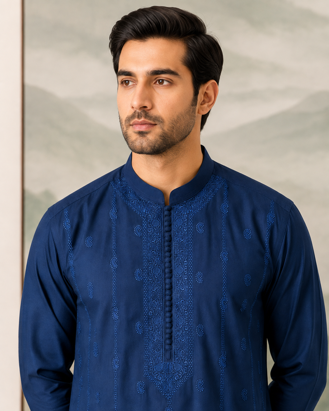 Royal Blue Embroidered Kurta Pajama