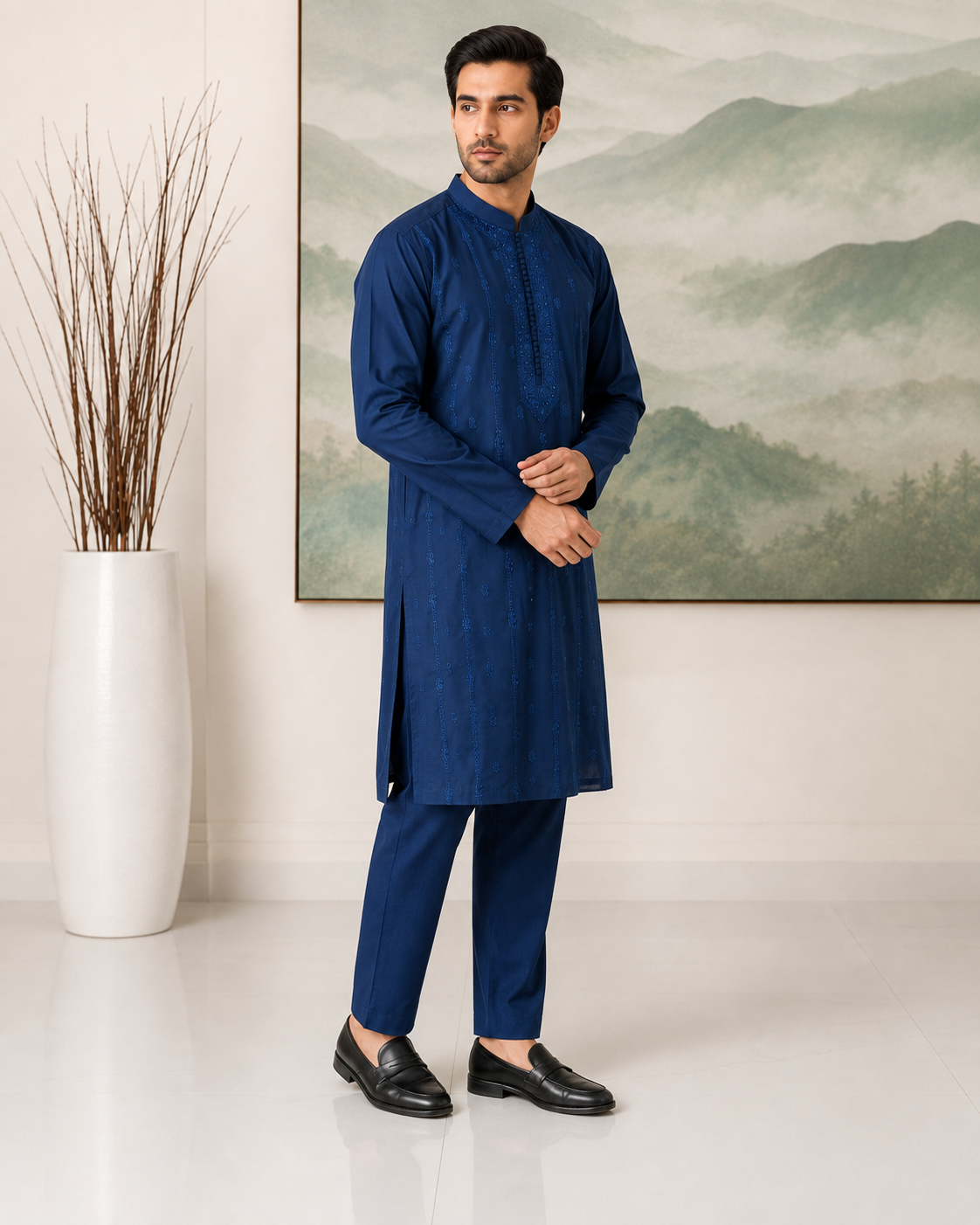 Royal Blue Embroidered Kurta Pajama