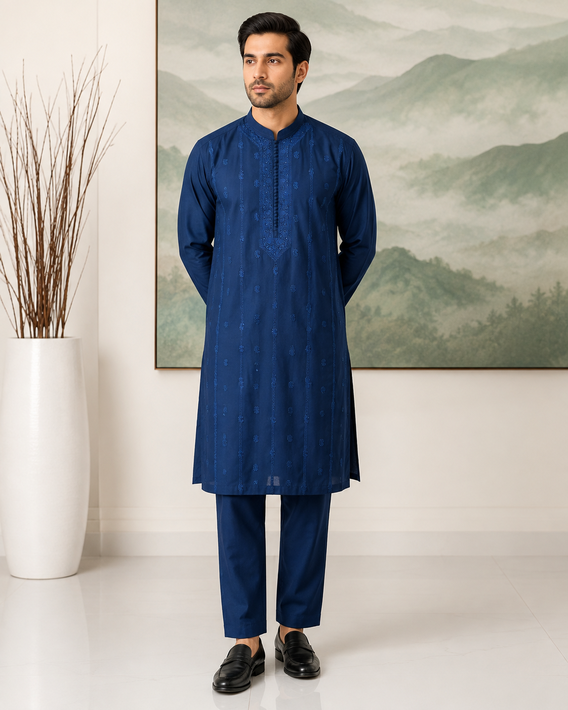 Royal Blue Embroidered Kurta Pajama