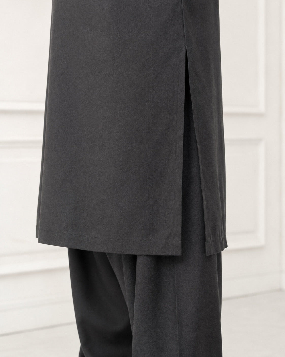 Black Wash and Wear Kameez Shalwar
