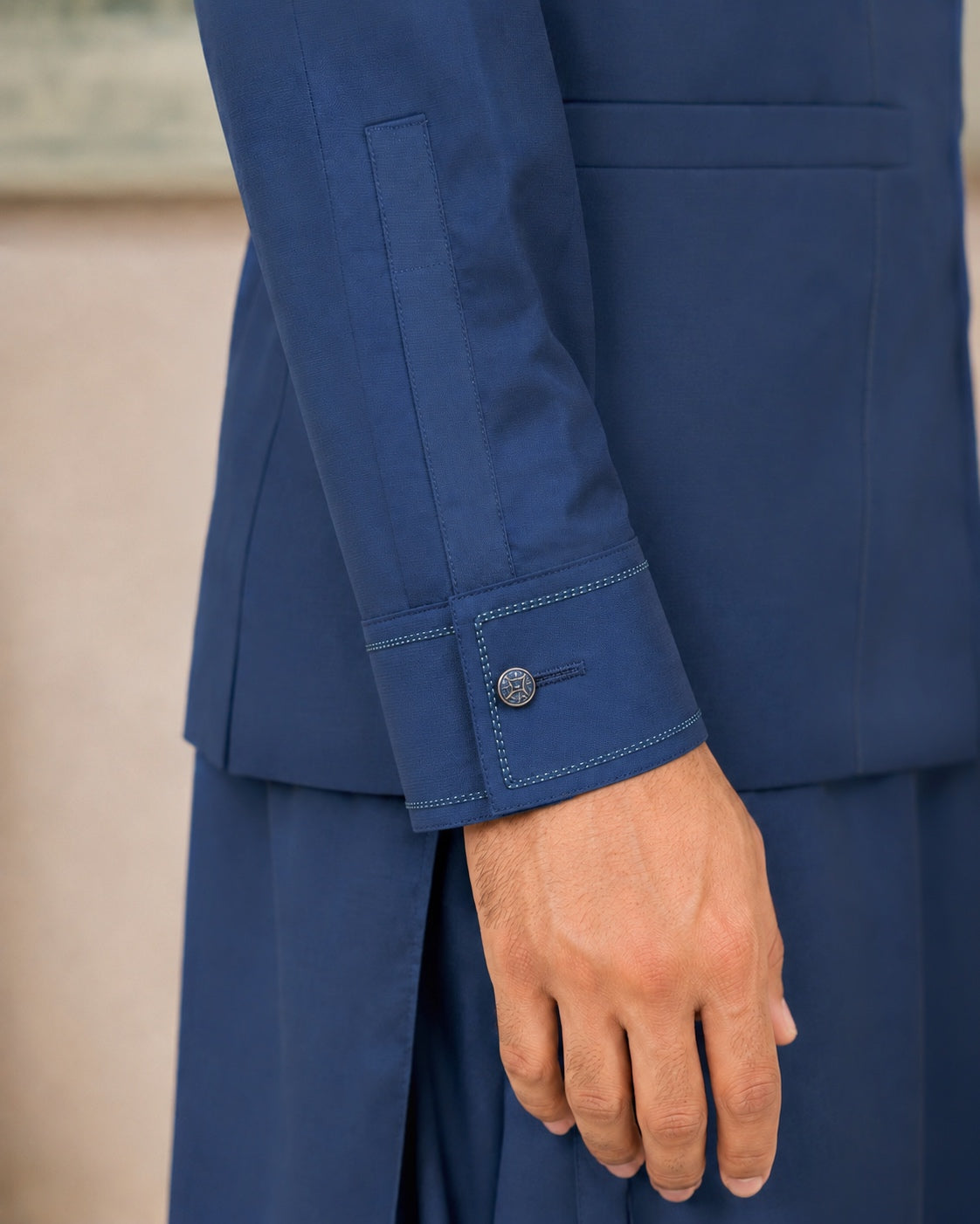 Royal Blue Kameez Shalwar with Waist Coat
