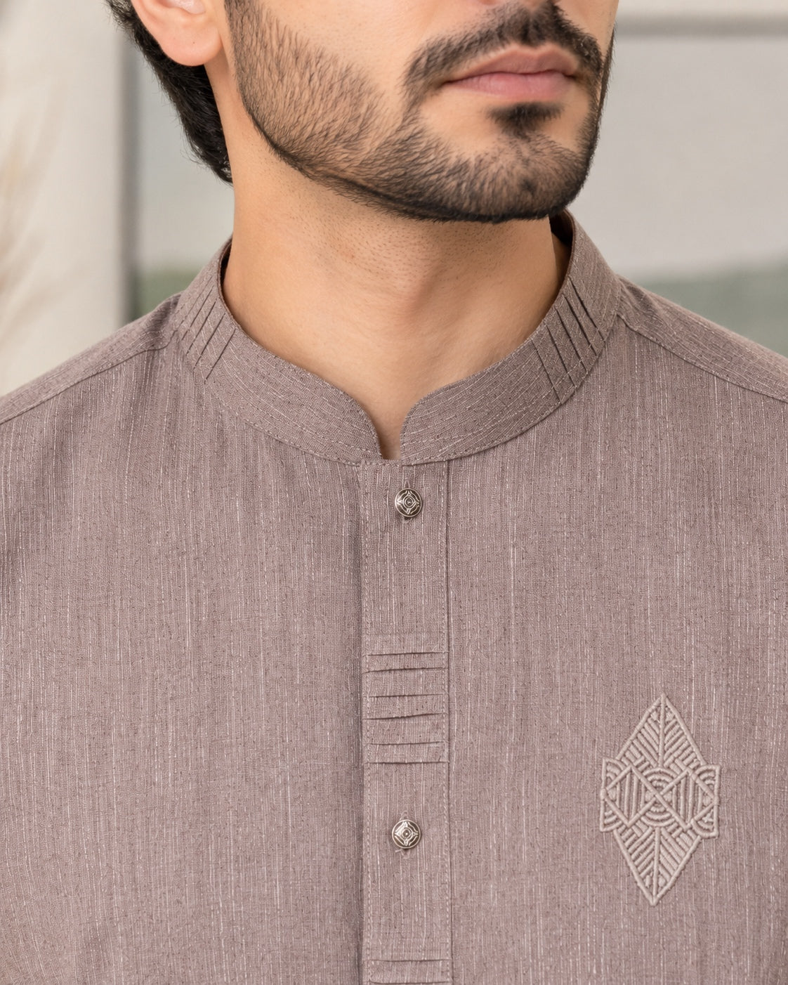 Brown Wash and Wear Kameez Shalwar