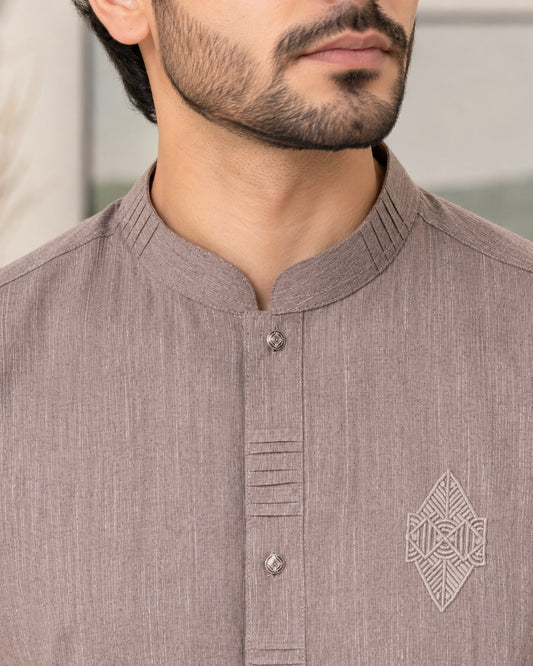 Brown Wash and Wear Kameez Shalwar