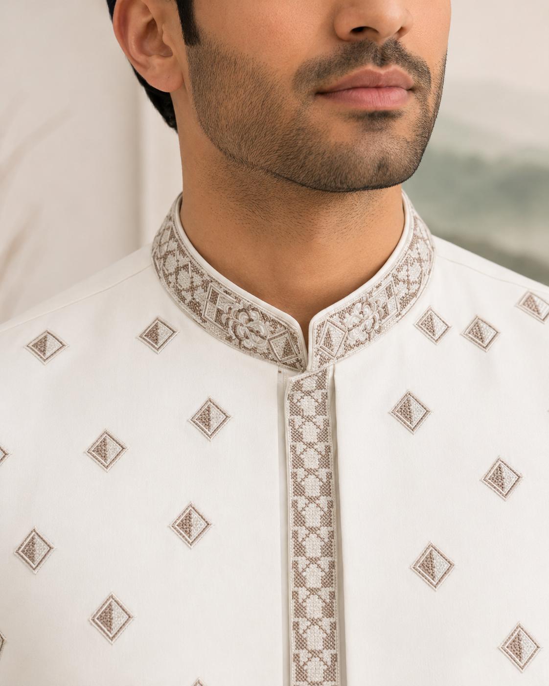 White Kameez Shalwar with Waist Coat