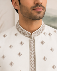 White Kameez Shalwar with Waist Coat