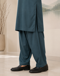 Deep Teal Wash and Wear Kameez Shalwar