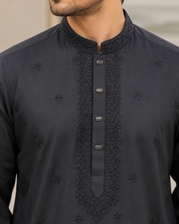 Black Embroidered Kurta Pajama
