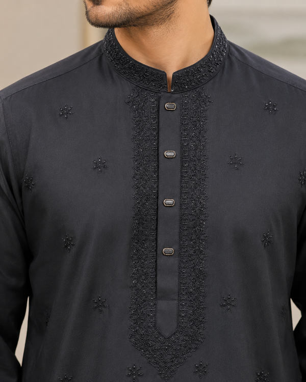 Black Embroidered Kurta Pajama