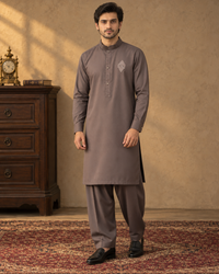 Chocolate Brown Wash and Wear Kameez Shalwar
