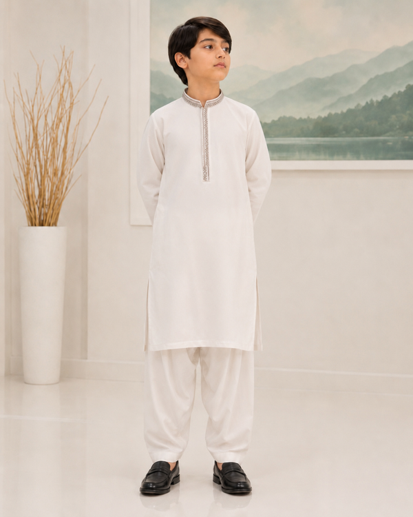 White Kameez Shalwar for Boys