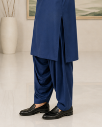 Navy Blue Plain Wash and Wear Kameez Shalwar
