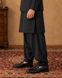 Black Kameez Shalwar with Waist Coat