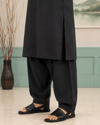 Black Wash and Wear Kameez Shalwar