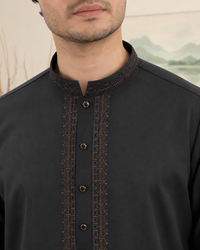 Black Wash and Wear Kameez Shalwar