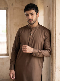 Chocolate Brown Wash and Wear Kameez Shalwar