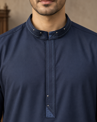 Navy Blue Wash and Wear Kameez Shalwar