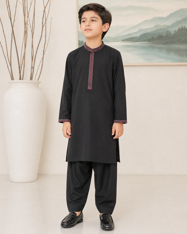 Black Kameez Shalwar for Boys