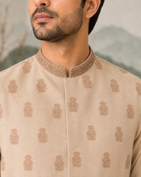 Beige Kameez Shalwar with Waist Coat