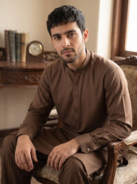 Chocolate Brown Wash and Wear Kameez Shalwar