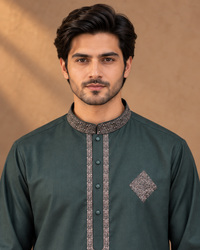 Forest Green Wash and Wear Kameez Shalwar
