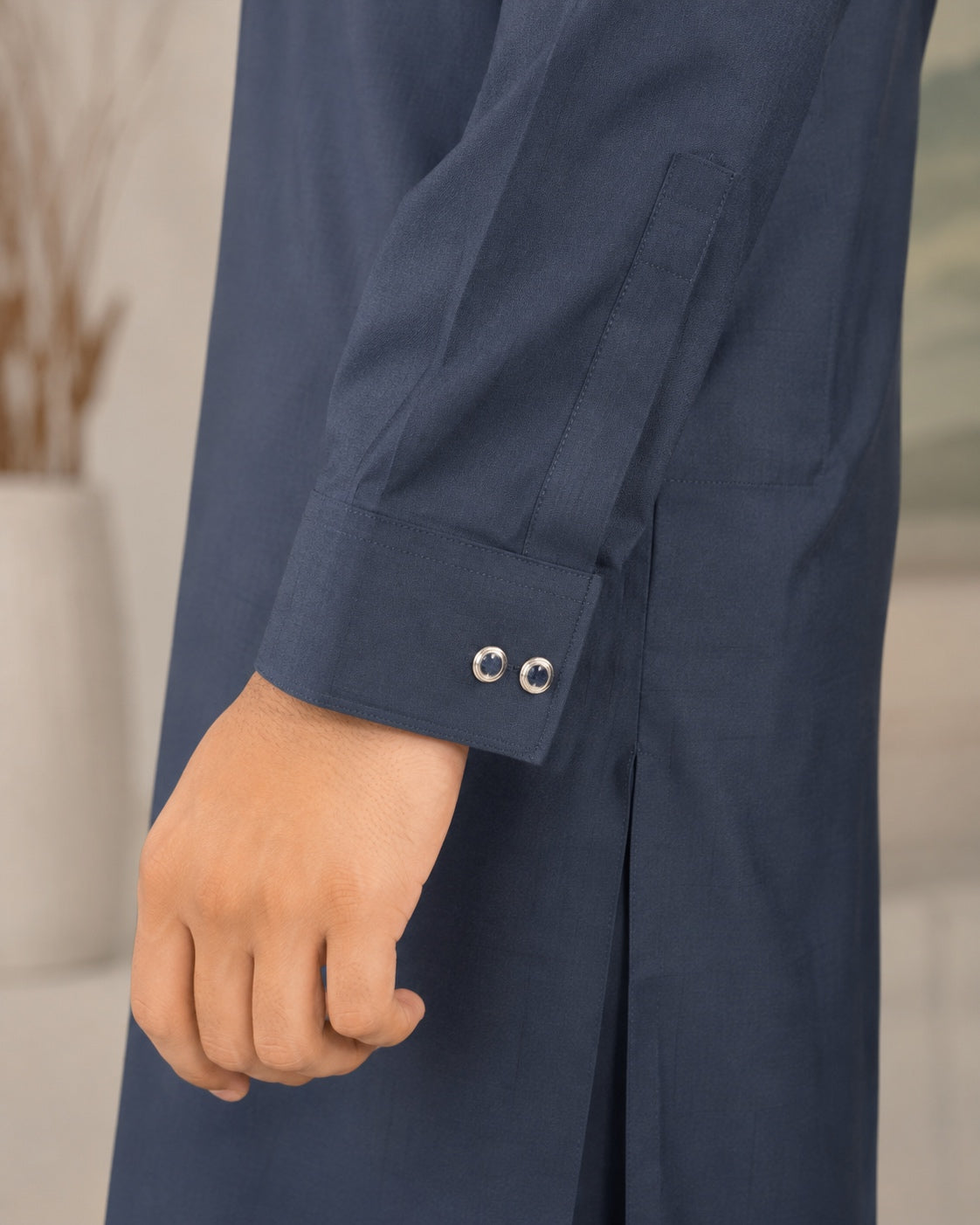 Navy Blue Wash and Wear Kameez Shalwar