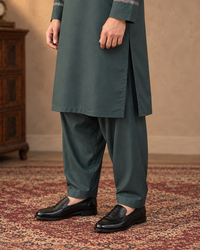 Forest Green Wash and Wear Kameez Shalwar