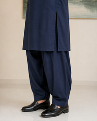Navy Blue Wash and Wear Kameez Shalwar