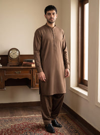Chocolate Brown Wash and Wear Kameez Shalwar