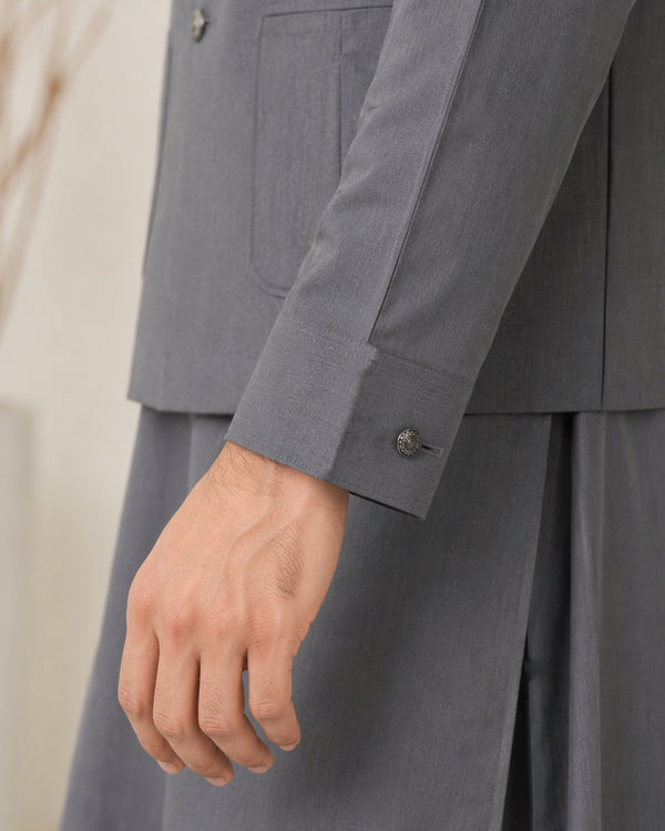 Grey Kameez Shalwar with Waist Coat