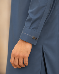 Steel Blue Wash and Wear Kameez Shalwar
