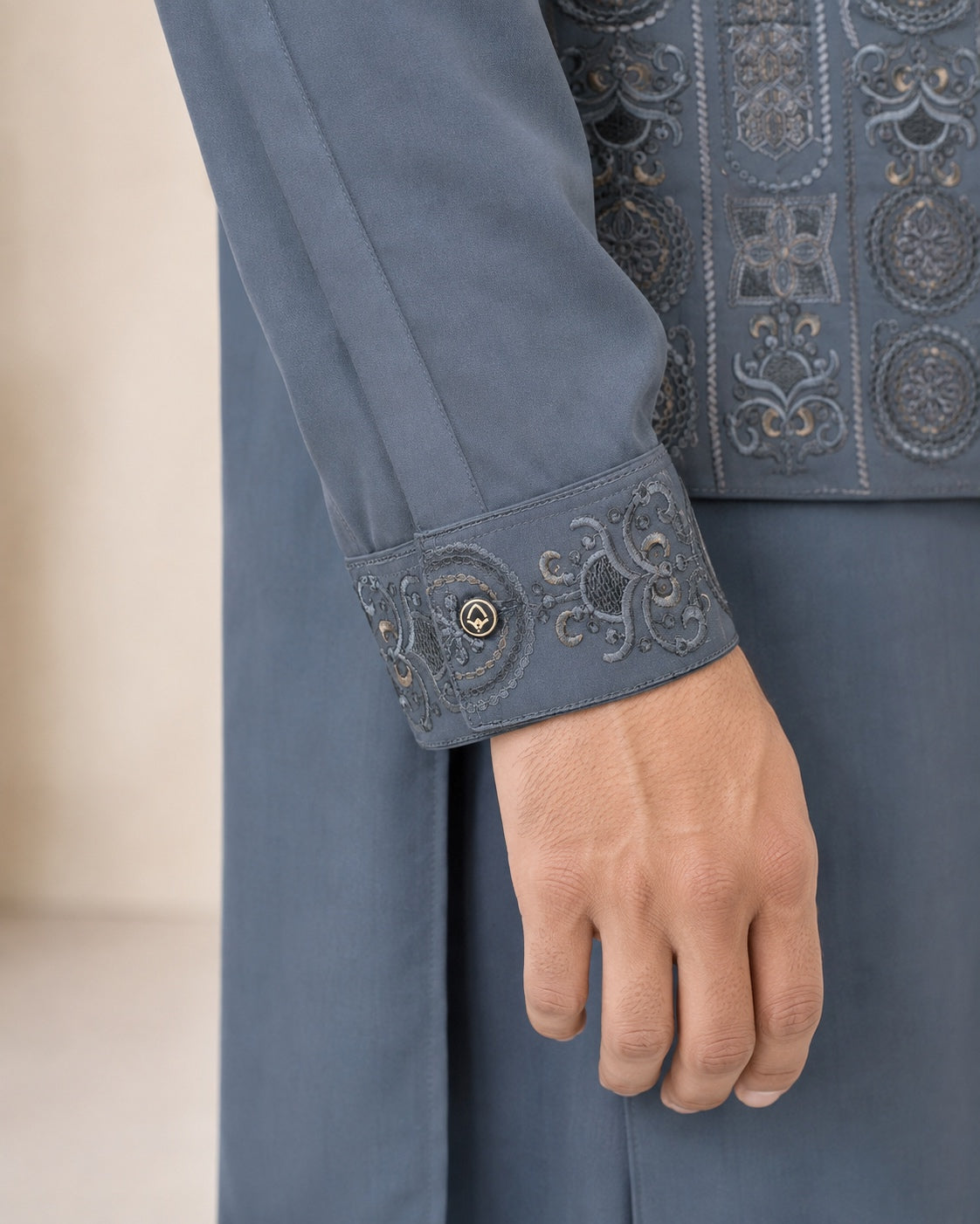 Ash Blue Kameez Shalwar with Waist Coat