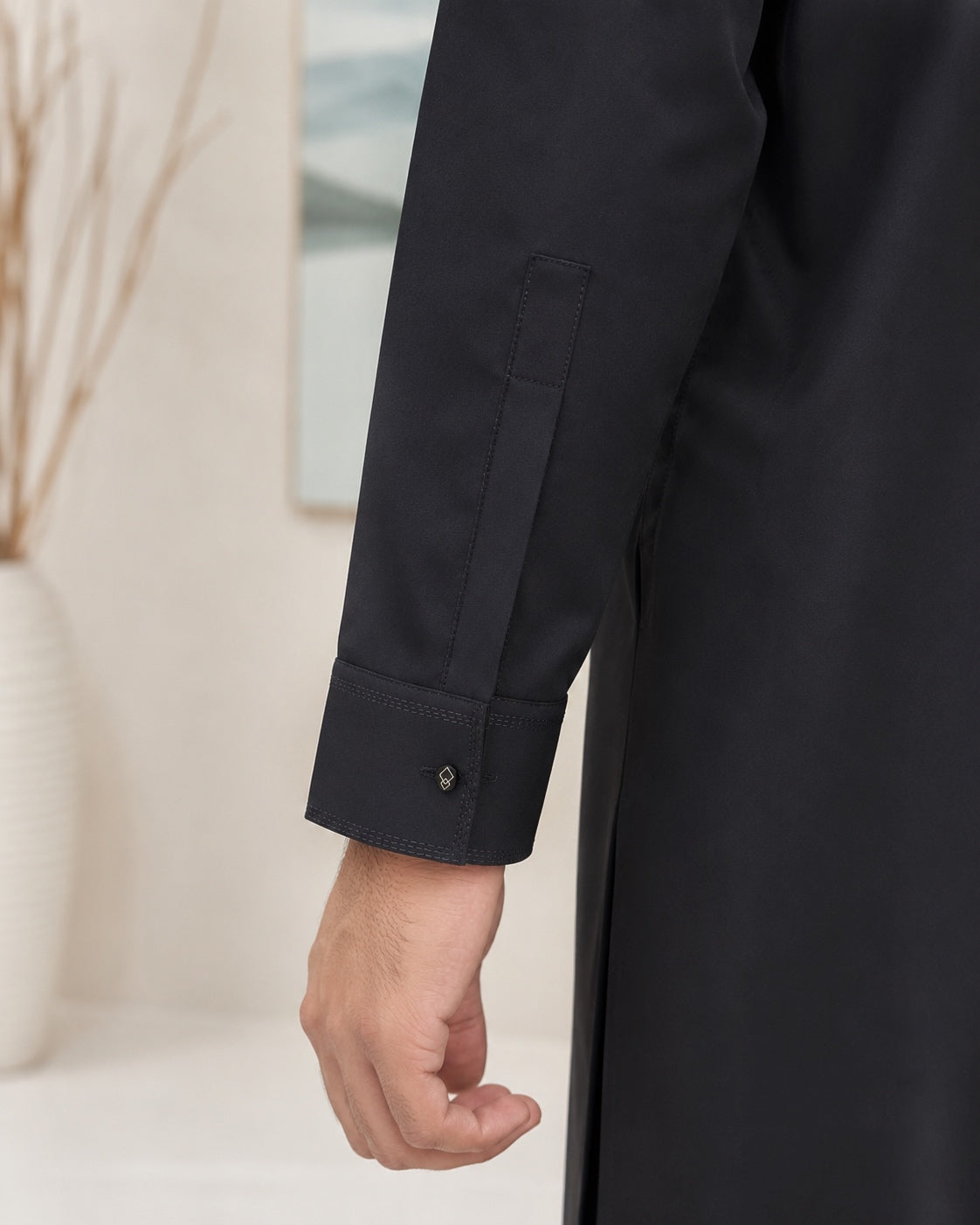 Black Wash and Wear Kameez Shalwar