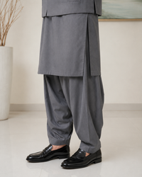 Grey Kameez Shalwar with Waist Coat